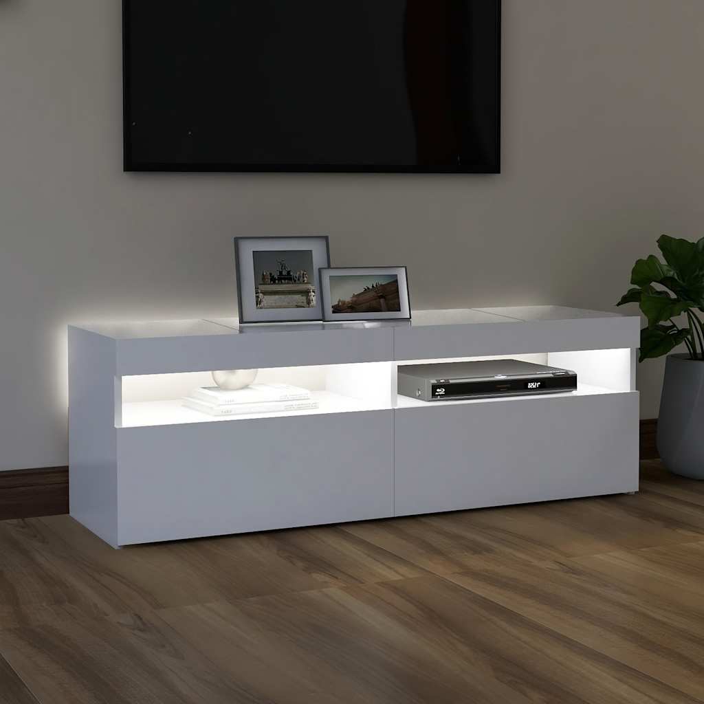 Meuble TV avec lumières LED blanc 120x35x40 cm - XIOS