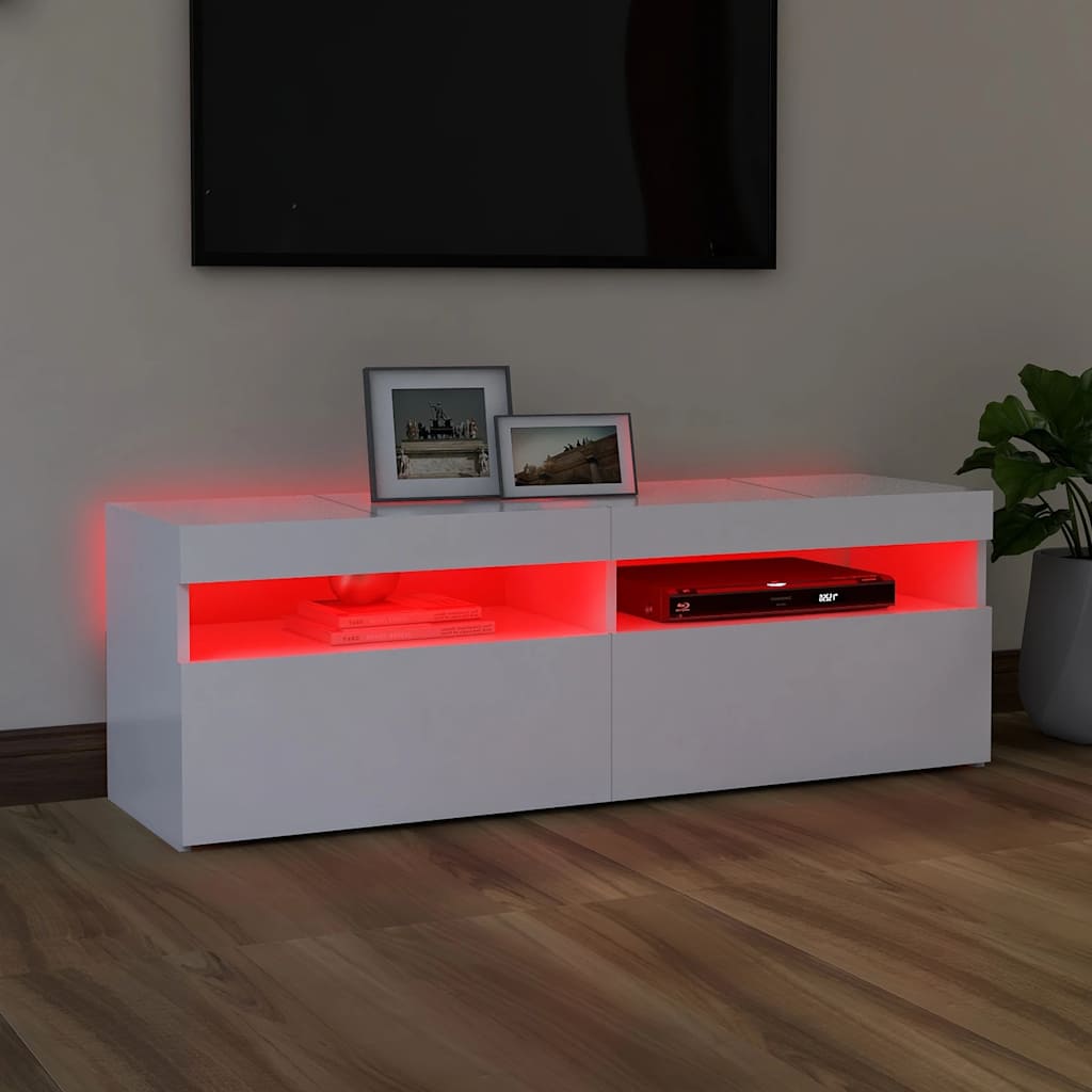 Meuble TV avec lumières LED blanc 120x35x40 cm - XIOS