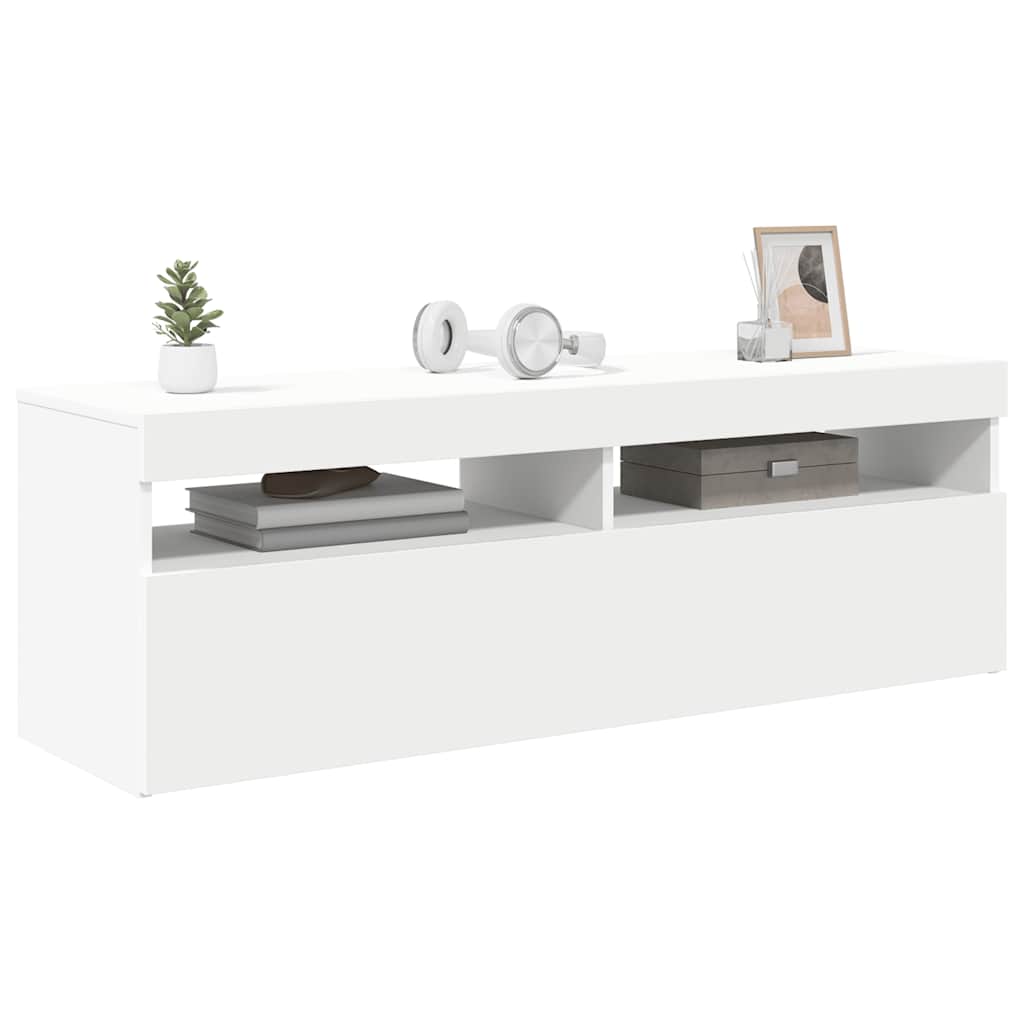 Meuble TV avec lumières LED blanc 120x35x40 cm - XIOS
