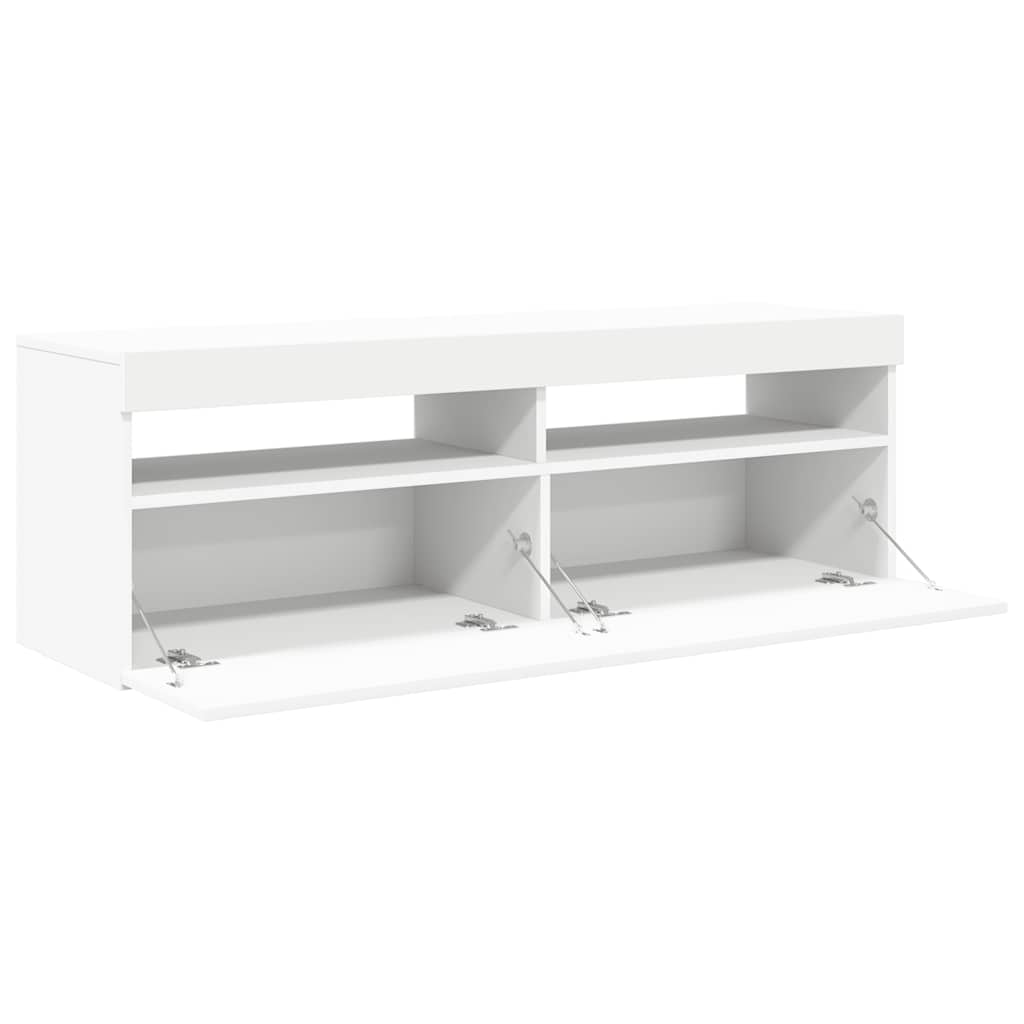 Meuble TV avec lumières LED blanc 120x35x40 cm - XIOS