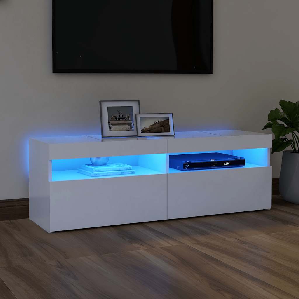Meuble TV avec lumières LED blanc 120x35x40 cm - XIOS