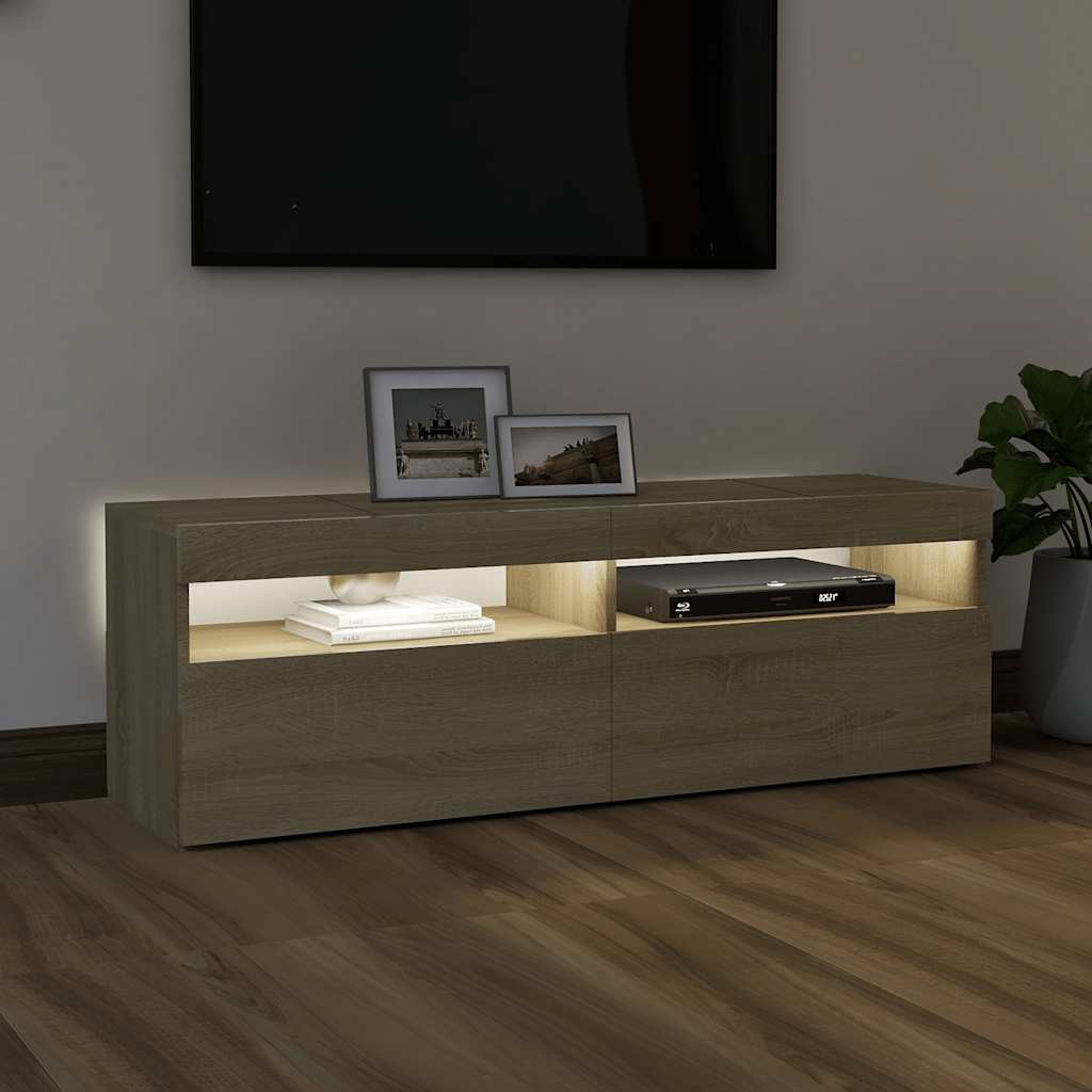 Meuble TV avec lumières LED chêne sonoma 120x35x40 cm - XIOS