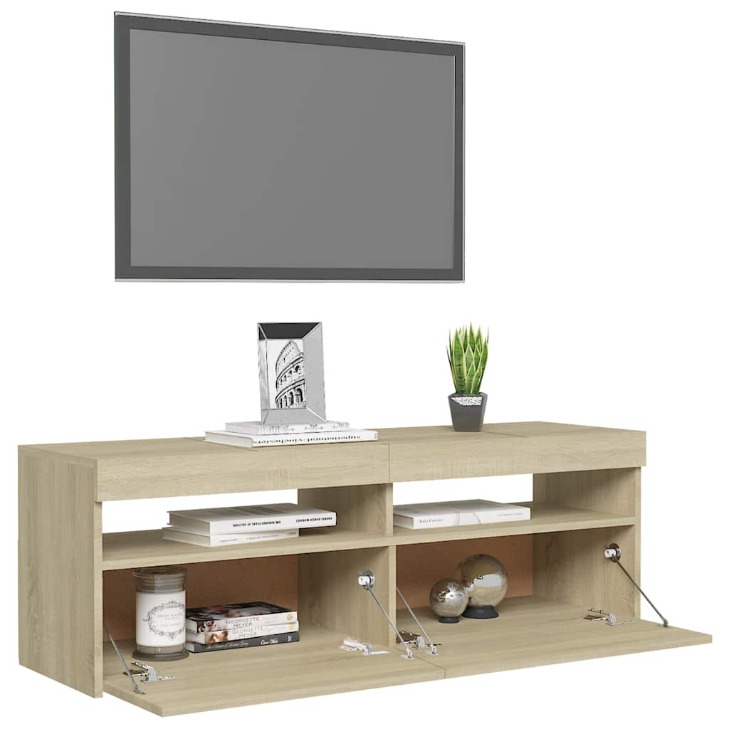Meuble TV avec lumières LED chêne sonoma 120x35x40 cm - XIOS