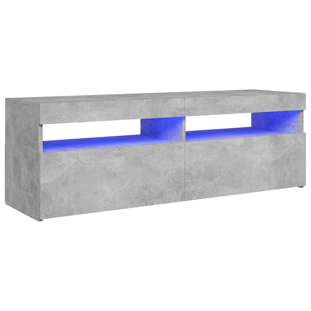 Meuble TV avec lumières LED gris béton 120x35x40 cm - XIOS