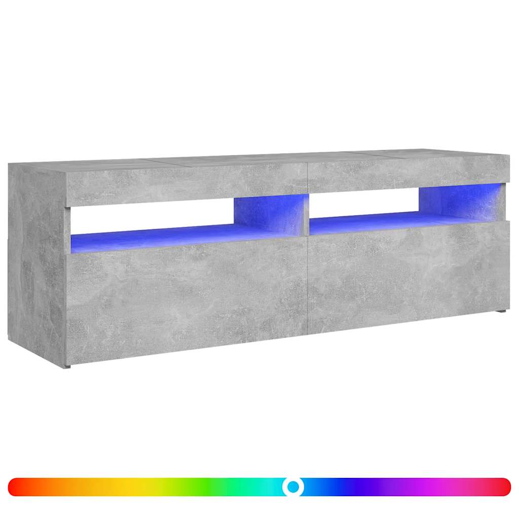 Meuble TV avec lumières LED gris béton 120x35x40 cm - XIOS