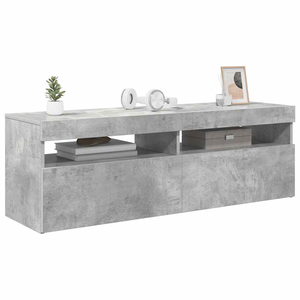 Meuble TV avec lumières LED gris béton 120x35x40 cm - XIOS