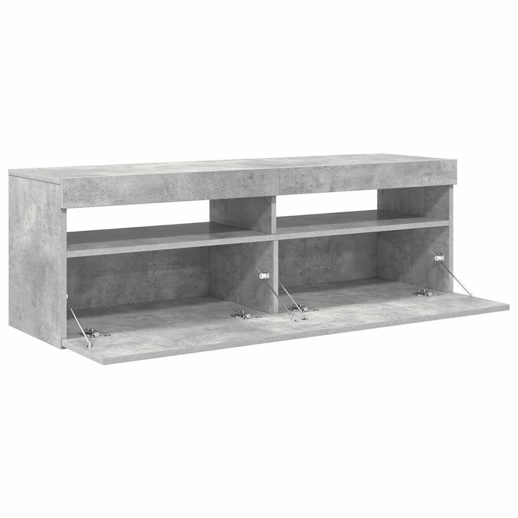 Meuble TV avec lumières LED gris béton 120x35x40 cm - XIOS