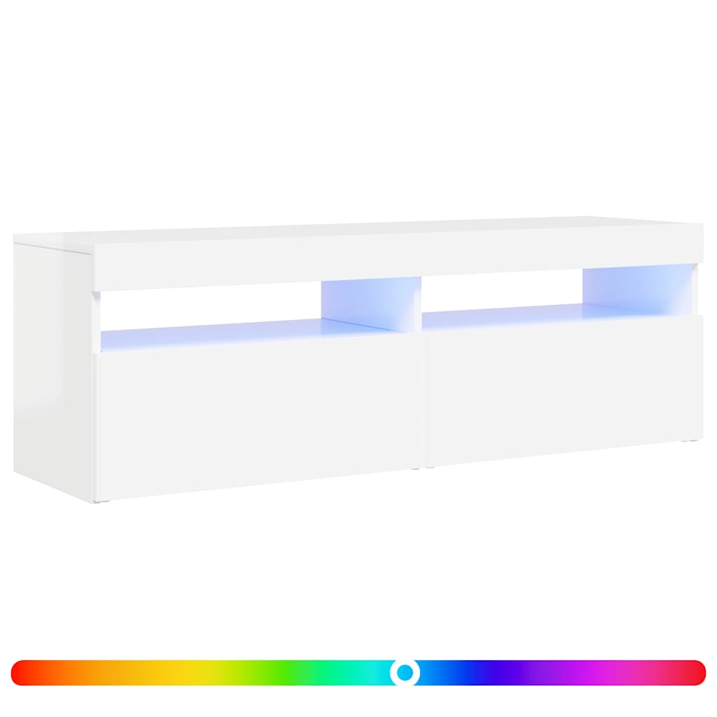 Meuble TV avec lumières LED blanc brillant 120x35x40 cm - XIOS