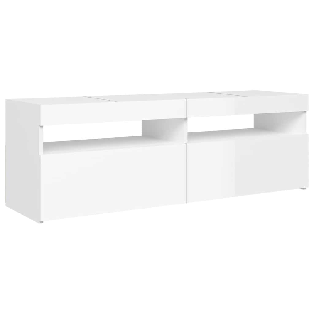 Meuble TV avec lumières LED blanc brillant 120x35x40 cm - XIOS