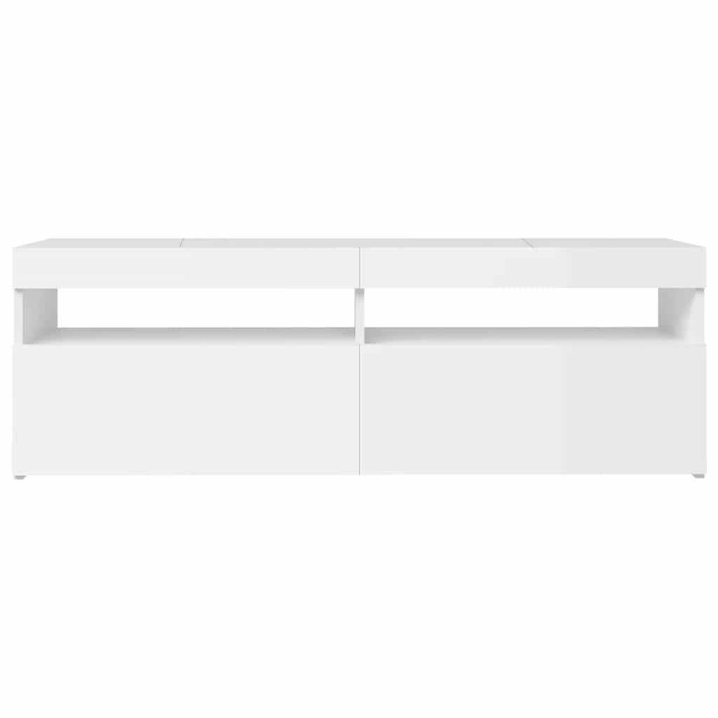 Meuble TV avec lumières LED blanc brillant 120x35x40 cm - XIOS