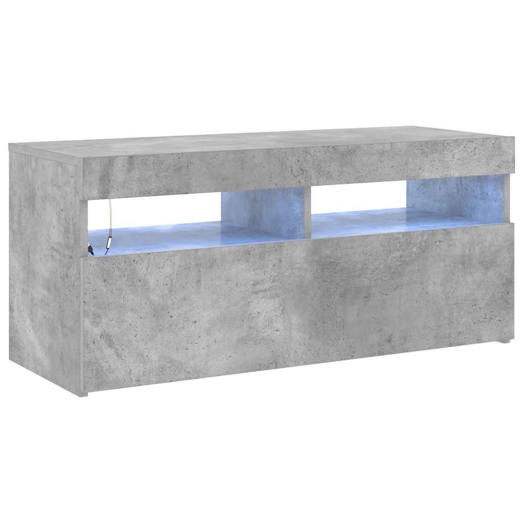 Meuble TV avec lumières LED gris béton 90x35x40 cm - XIOS
