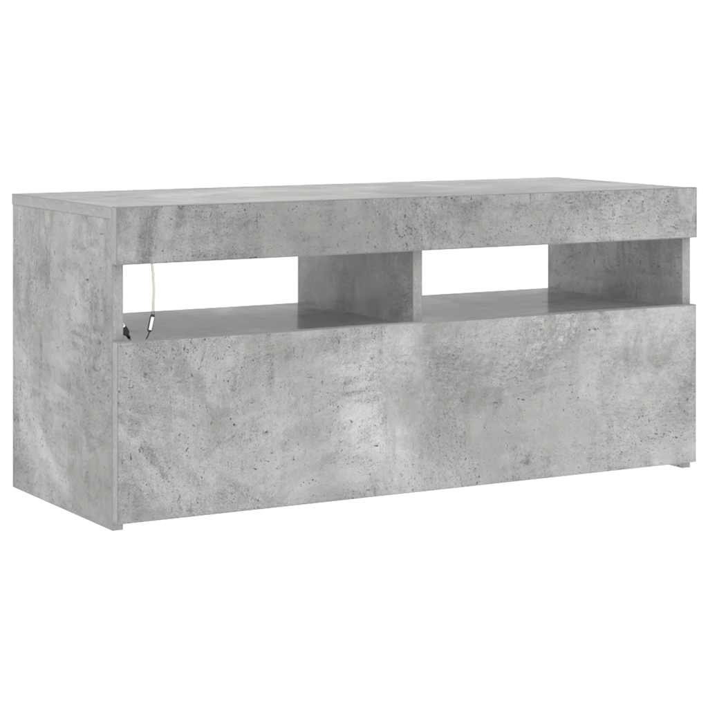 Meuble TV avec lumières LED gris béton 90x35x40 cm - XIOS