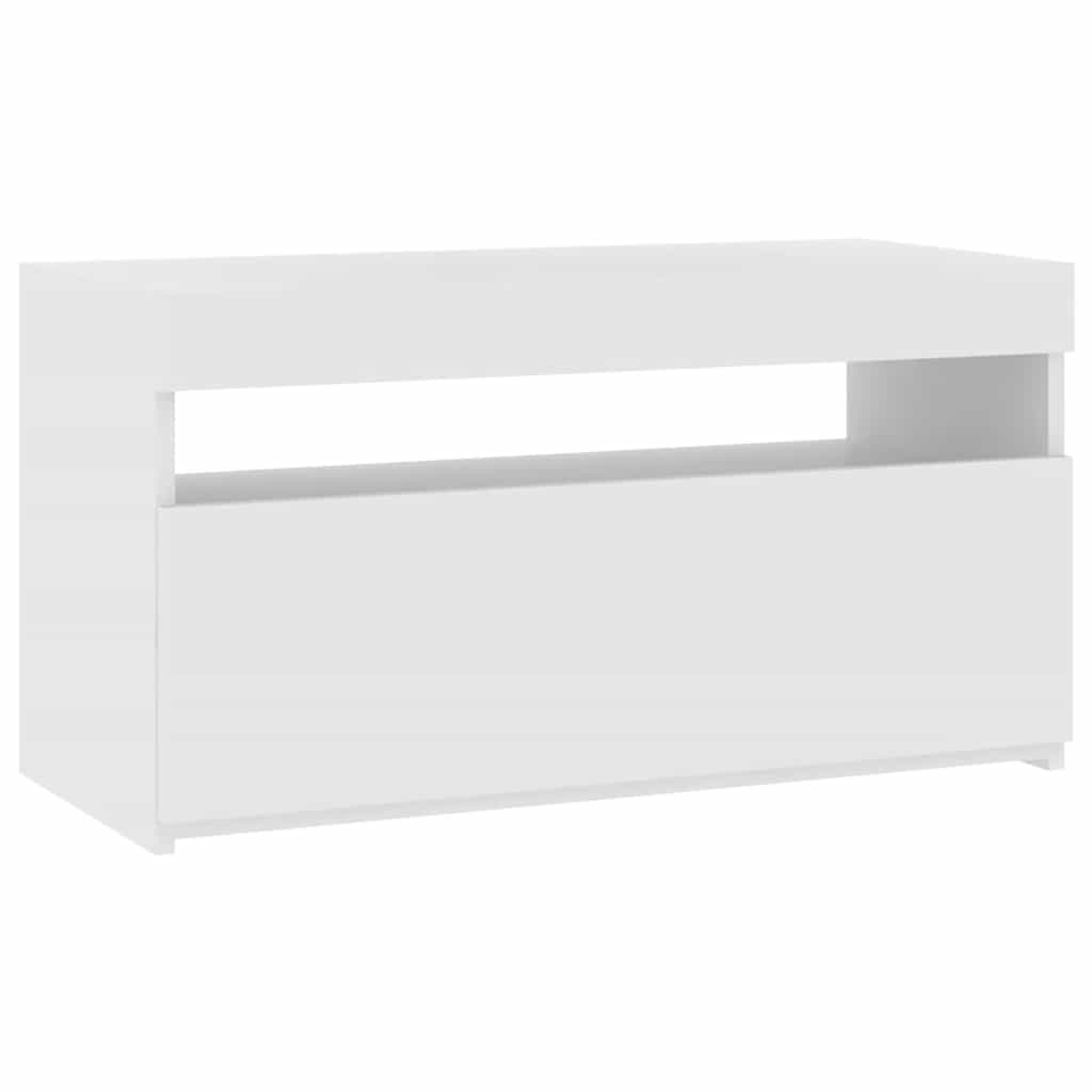 Meuble TV avec lumières LED Blanc 75x35x40 cm
