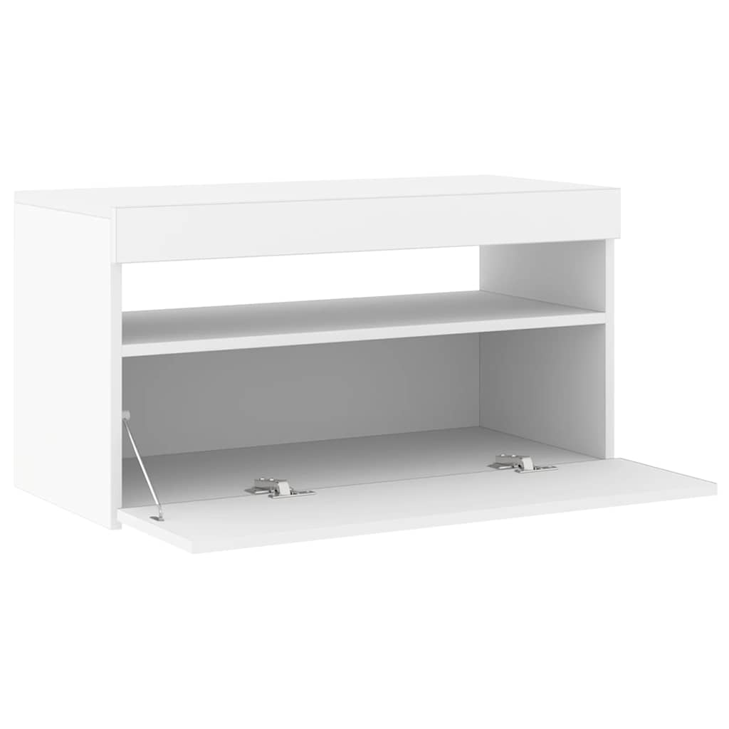 Meuble TV avec lumières LED Blanc 75x35x40 cm