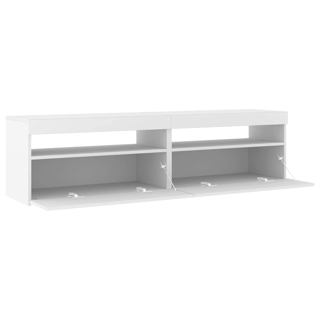 Meubles TV 2 pcs avec lumières LED Blanc 75x35x40 cm - XIOS