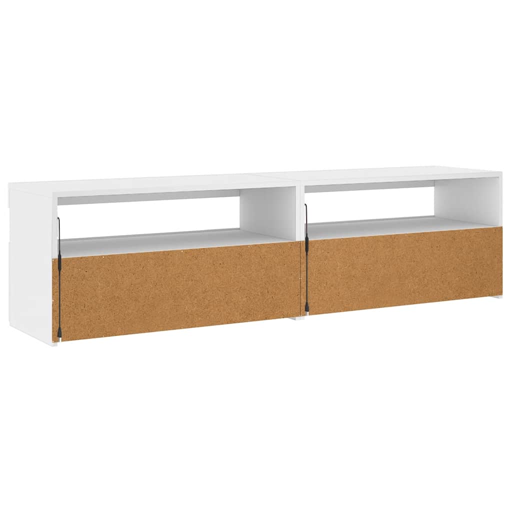 Meubles TV 2 pcs avec lumières LED Blanc 75x35x40 cm - XIOS