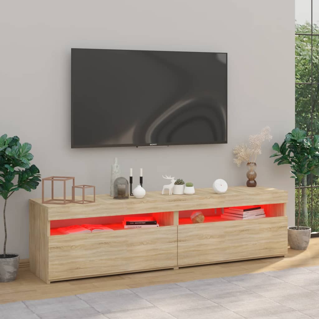 Meubles TV 2 pcs avec lumières LED Chêne sonoma 75x35x40 cm - XIOS