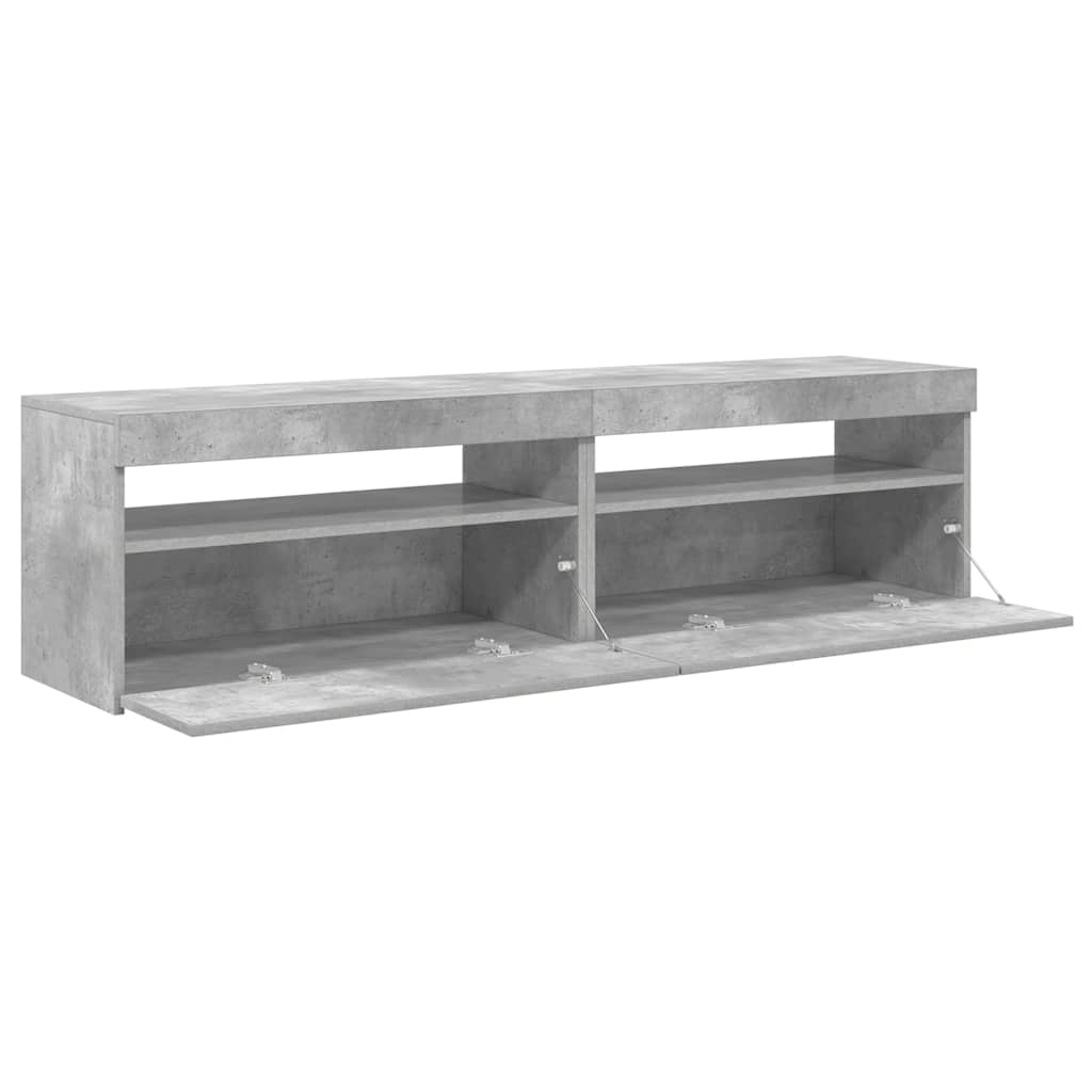 Meubles TV 2 pcs avec lumières LED Gris béton 75x35x40 cm - XIOS