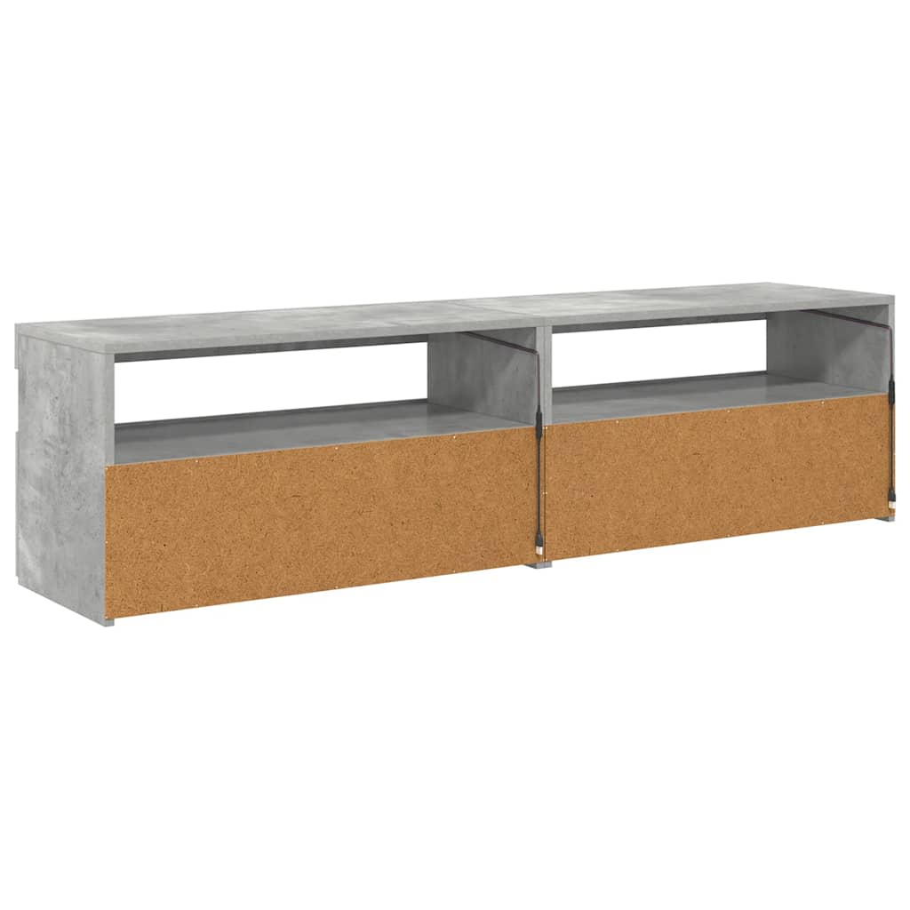 Meubles TV 2 pcs avec lumières LED Gris béton 75x35x40 cm - XIOS