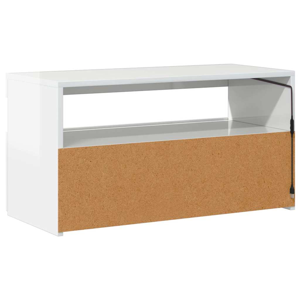Meuble TV avec lumières LED Blanc brillant 75x35x40 cm - XIOS