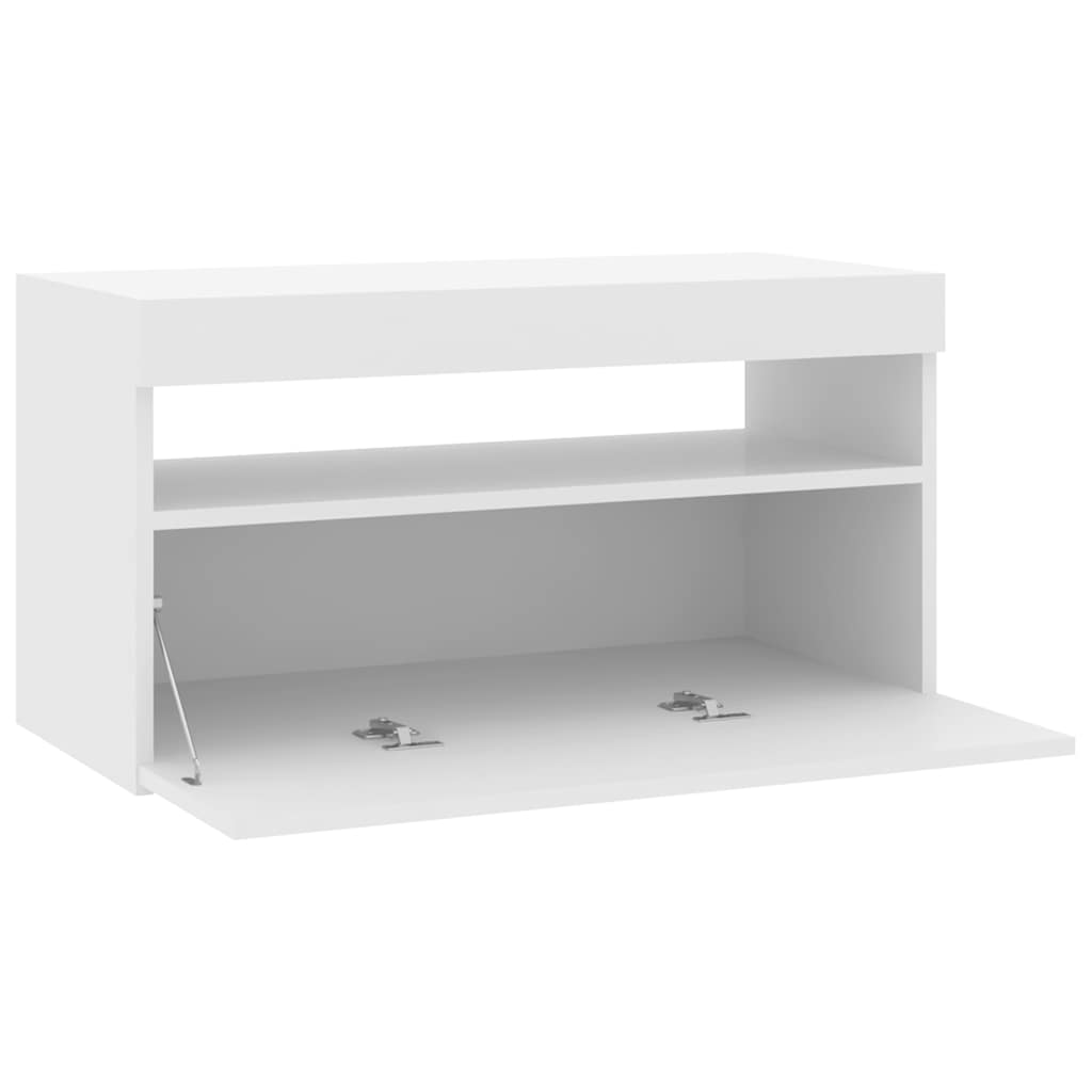 Meuble TV avec lumières LED Blanc brillant 75x35x40 cm - XIOS