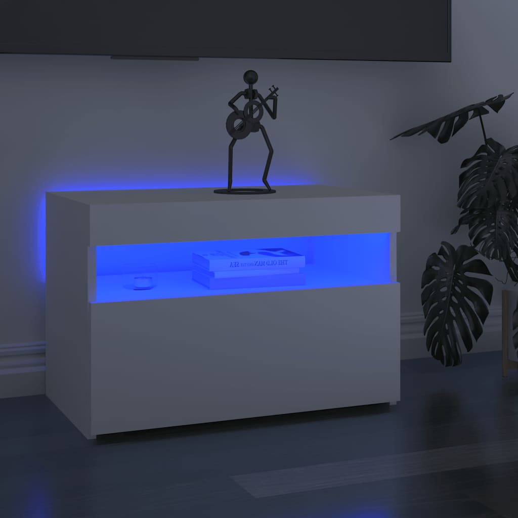 Meuble TV avec lumières LED blanc 60x35x40 cm - XIOS