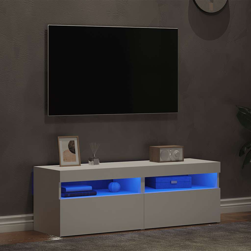 Meubles TV avec lumières LED 2 pcs Blanc 60x35x40 cm - XIOS