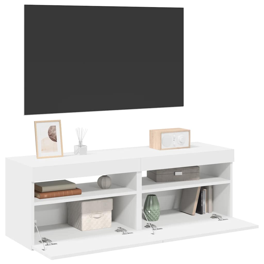 Meubles TV avec lumières LED 2 pcs Blanc 60x35x40 cm - XIOS