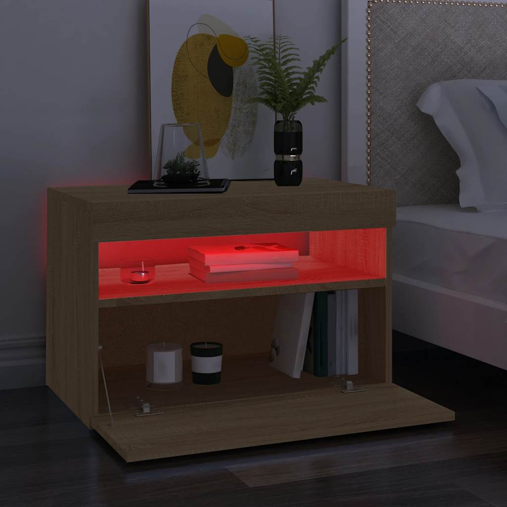 Meuble TV avec lumières LED chêne sonoma 60x35x40 cm - XIOS