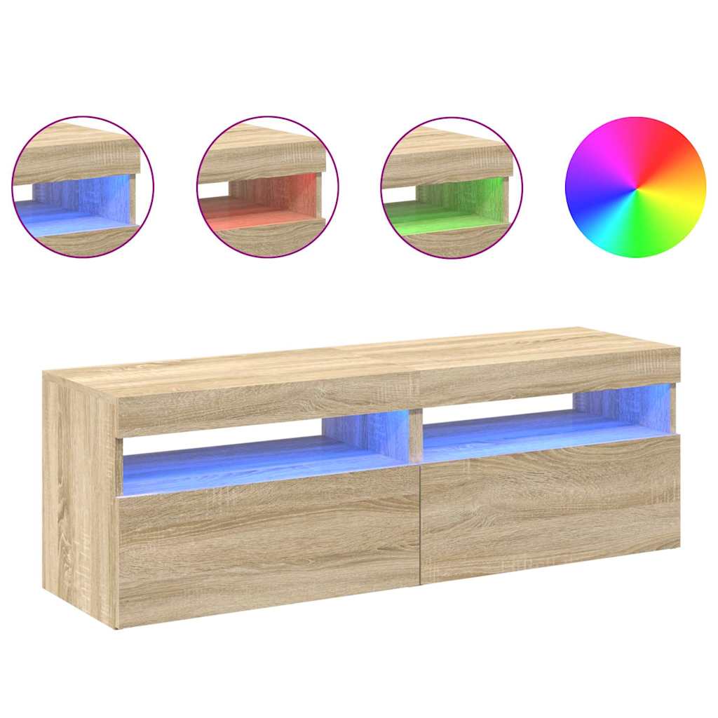 Meubles TV avec lumières LED 2 pcs Chêne sonoma 60x35x40 cm - XIOS
