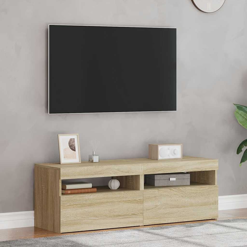 Meubles TV avec lumières LED 2 pcs Chêne sonoma 60x35x40 cm - XIOS