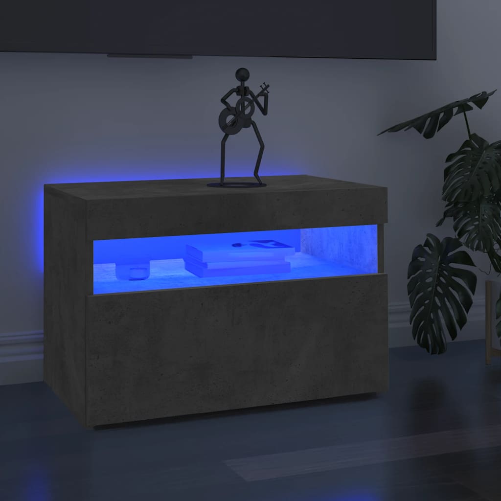 Meuble TV avec lumières LED gris béton 60x35x40 cm - XIOS