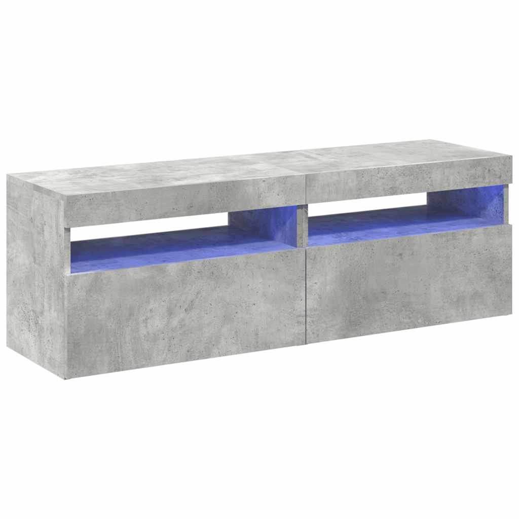 Meubles TV avec lumières LED 2 pcs gris béton 60x35x40 cm - XIOS