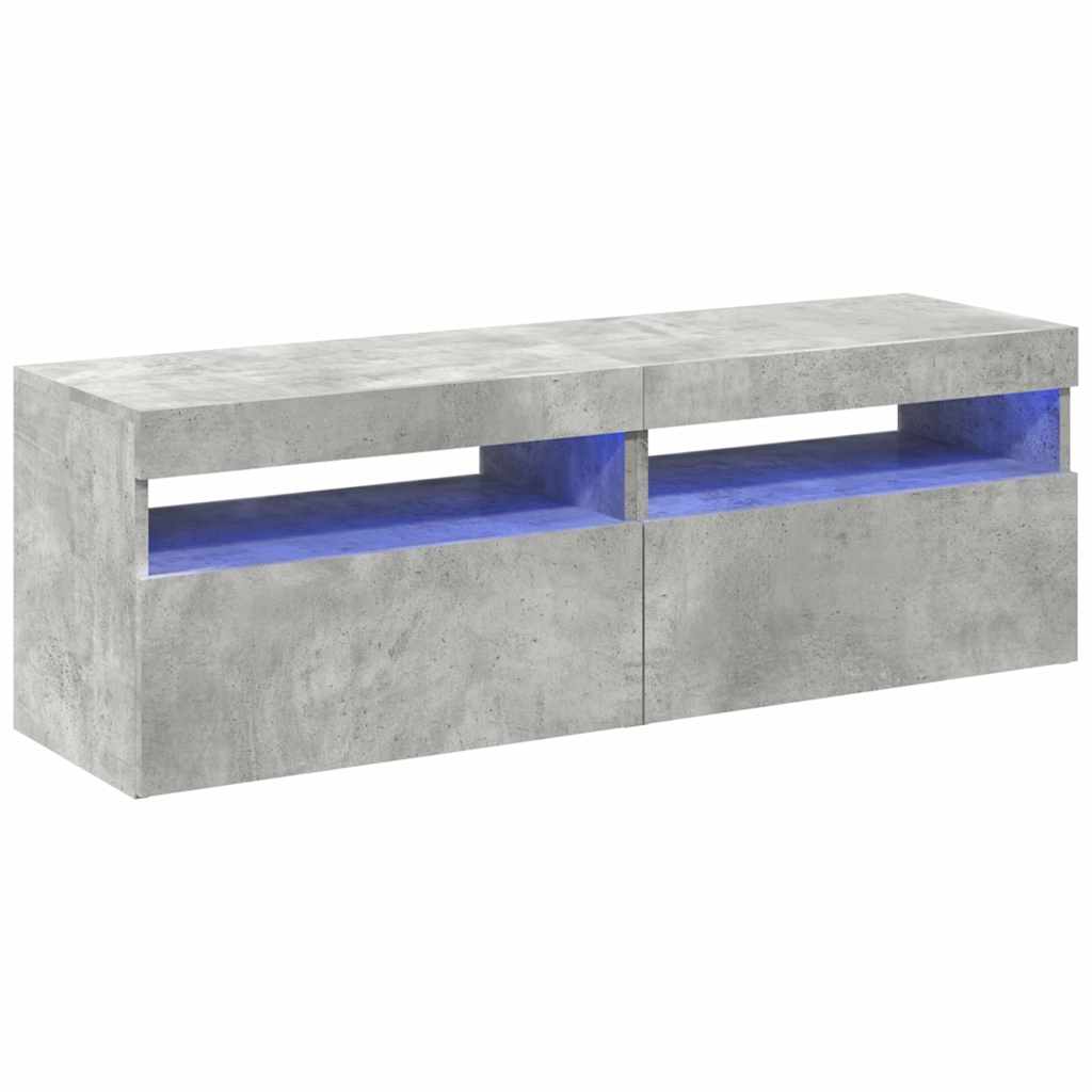 Meubles TV avec lumières LED 2 pcs gris béton 60x35x40 cm - XIOS