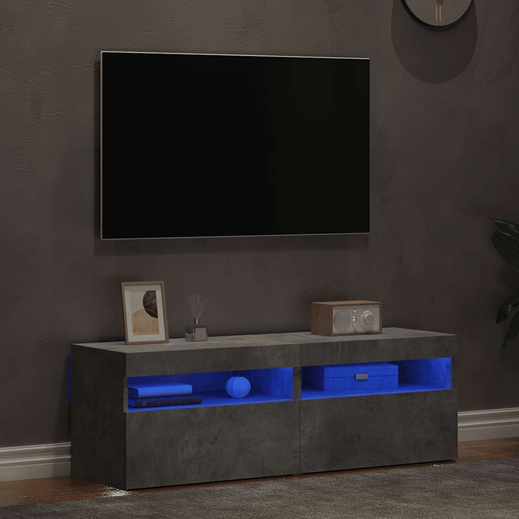 Meubles TV avec lumières LED 2 pcs gris béton 60x35x40 cm - XIOS