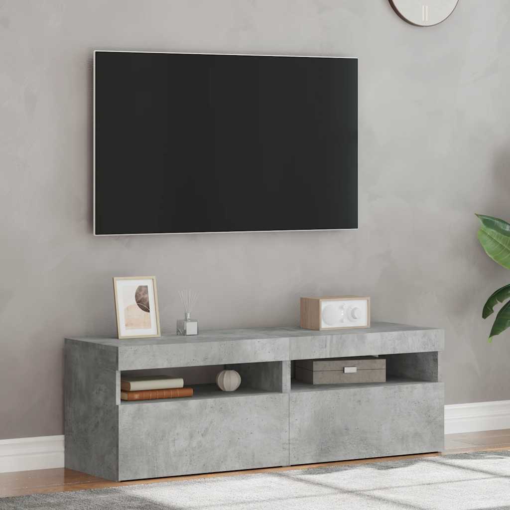 Meubles TV avec lumières LED 2 pcs gris béton 60x35x40 cm - XIOS