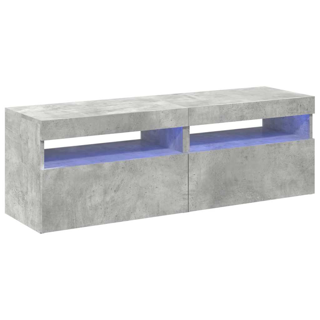 Meubles TV avec lumières LED 2 pcs gris béton 60x35x40 cm - XIOS