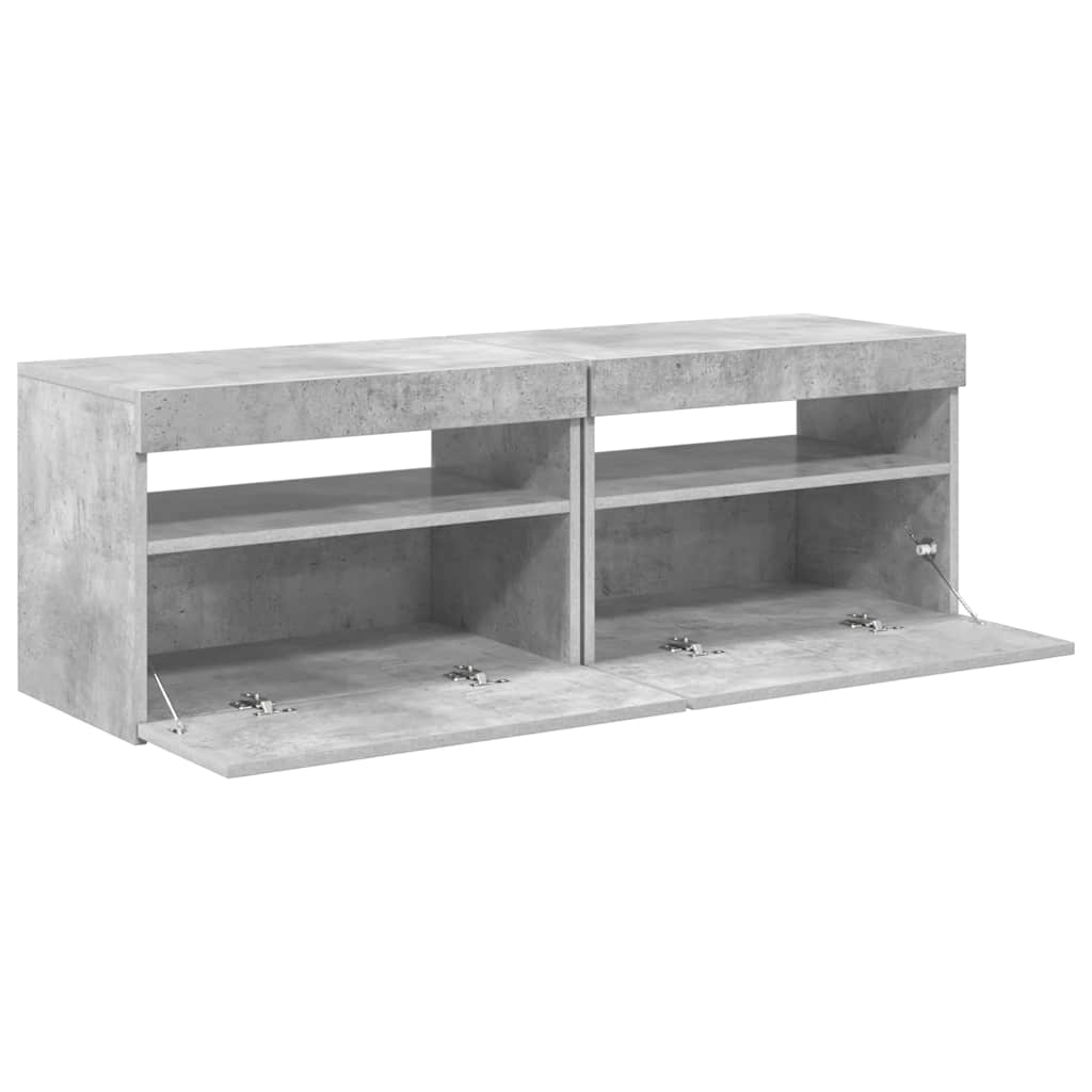 Meubles TV avec lumières LED 2 pcs gris béton 60x35x40 cm - XIOS