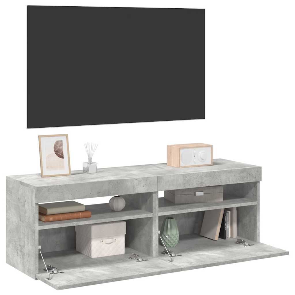 Meubles TV avec lumières LED 2 pcs gris béton 60x35x40 cm - XIOS