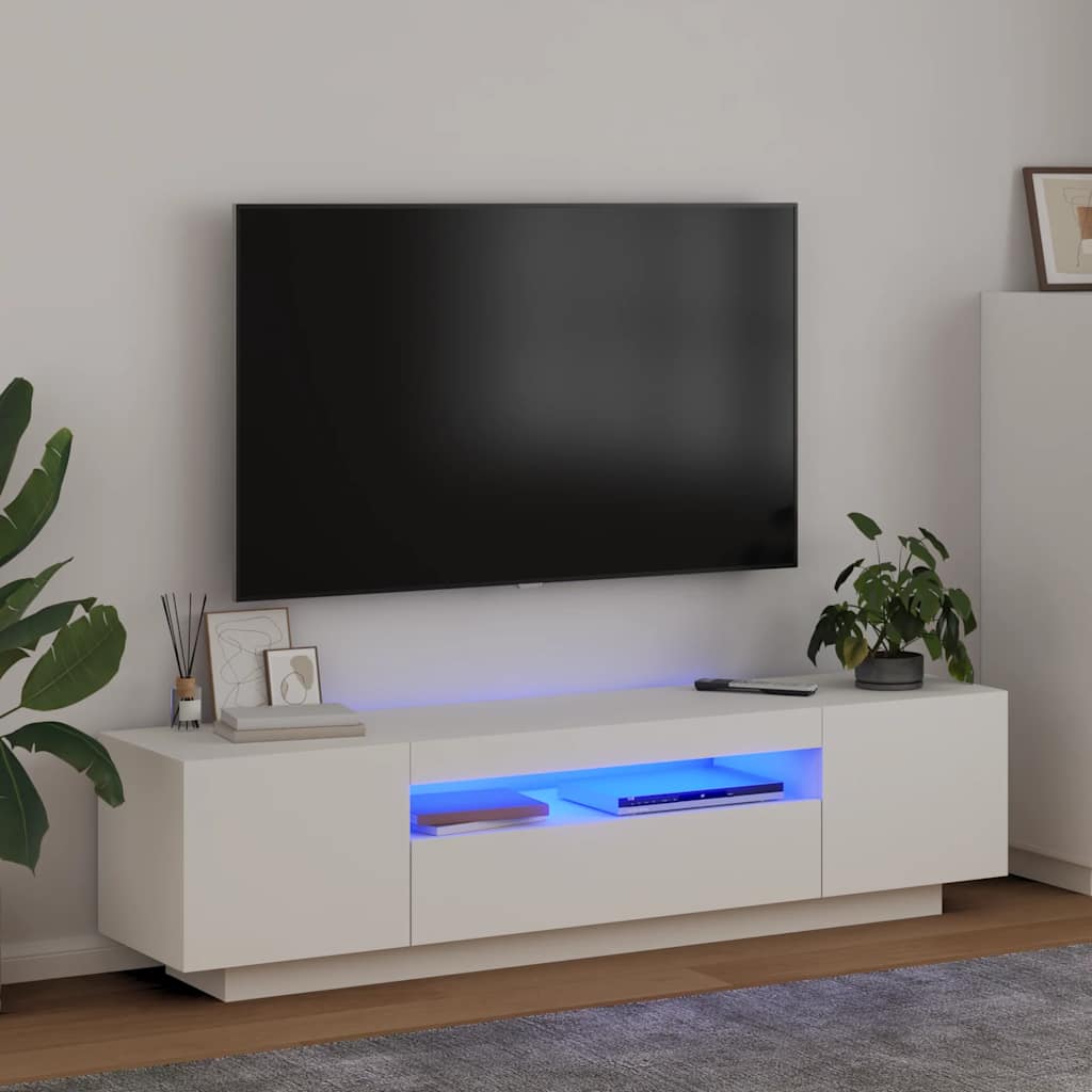 Meuble TV avec lumières LED blanc 160x35x40 cm - XIOS
