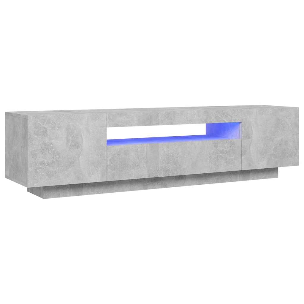Meuble TV avec lumières LED gris béton 160x35x40 cm - XIOS