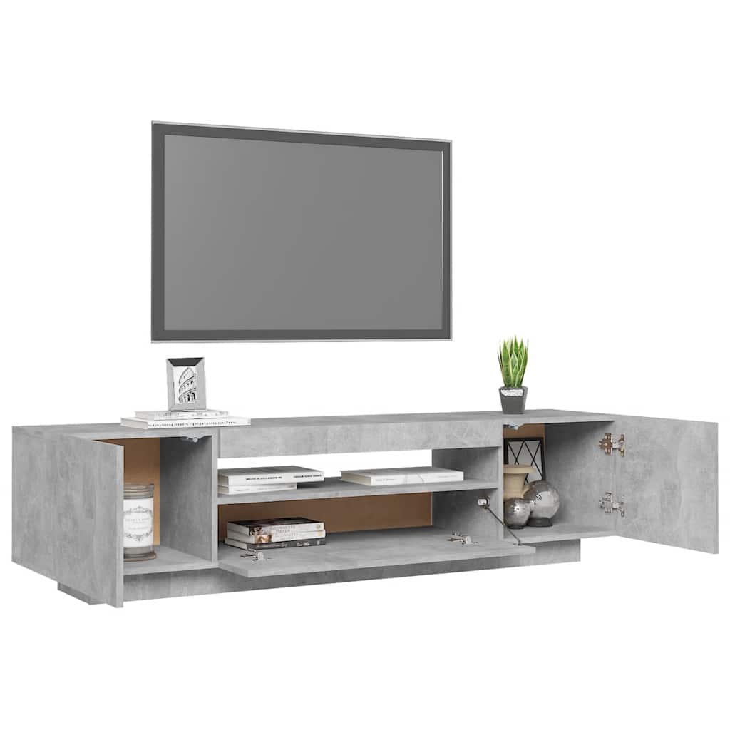 Meuble TV avec lumières LED gris béton 160x35x40 cm - XIOS