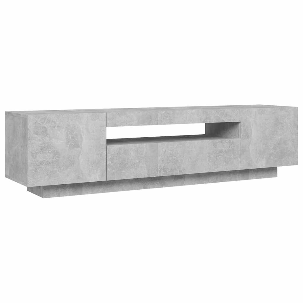 Meuble TV avec lumières LED gris béton 160x35x40 cm - XIOS