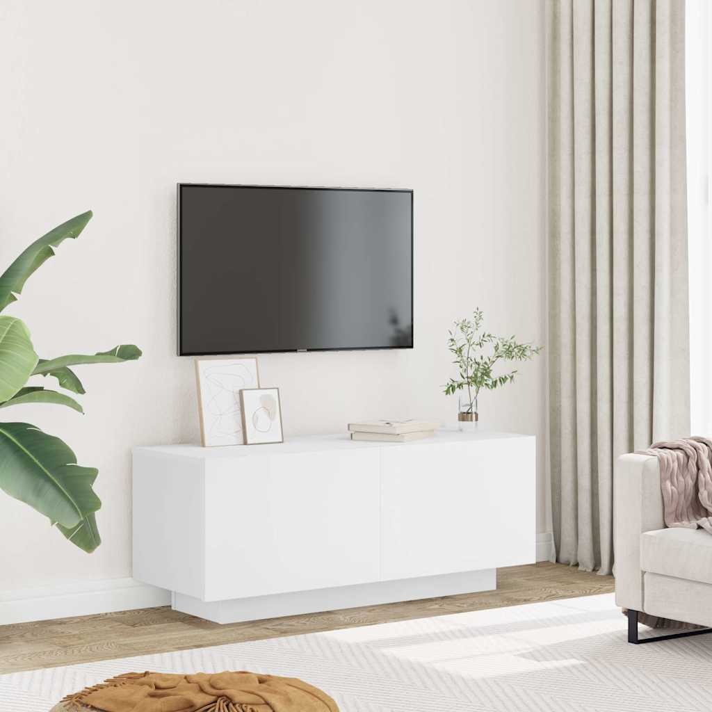 Meuble TV Blanc 100x35x40 cm Bois d'ingénierie - XIOS