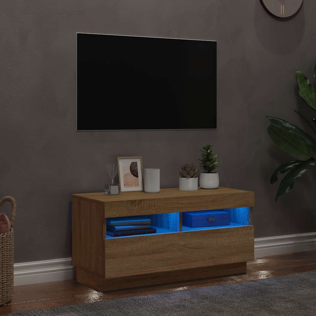 Meuble TV avec lumières LED chêne sonoma 80x35x40 cm - XIOS