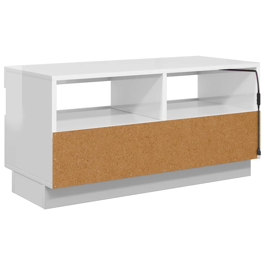 Meuble TV avec lumières LED blanc brillant 80x35x40 cm - XIOS