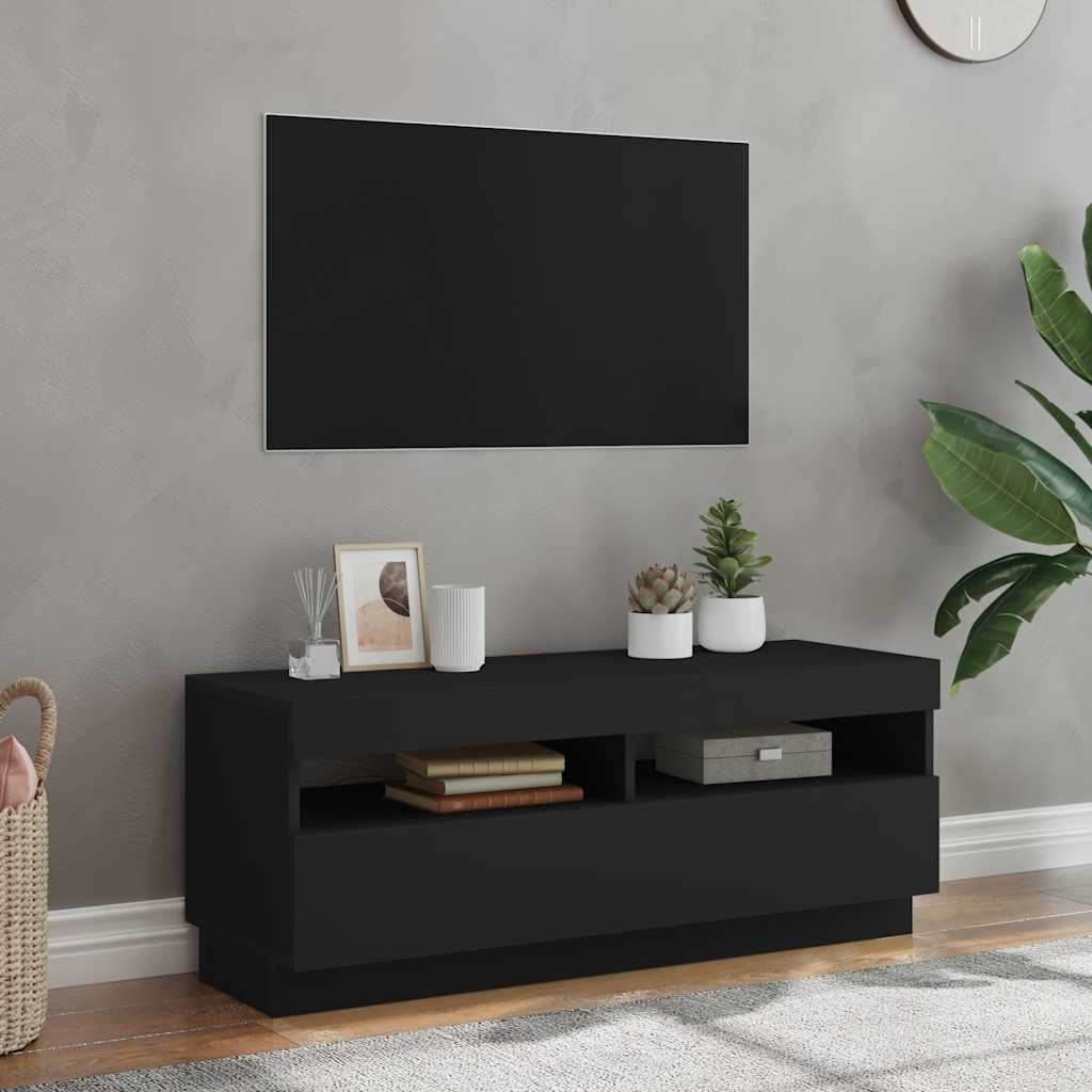 Meuble TV avec lumières LED noir 100x35x40 cm - XIOS