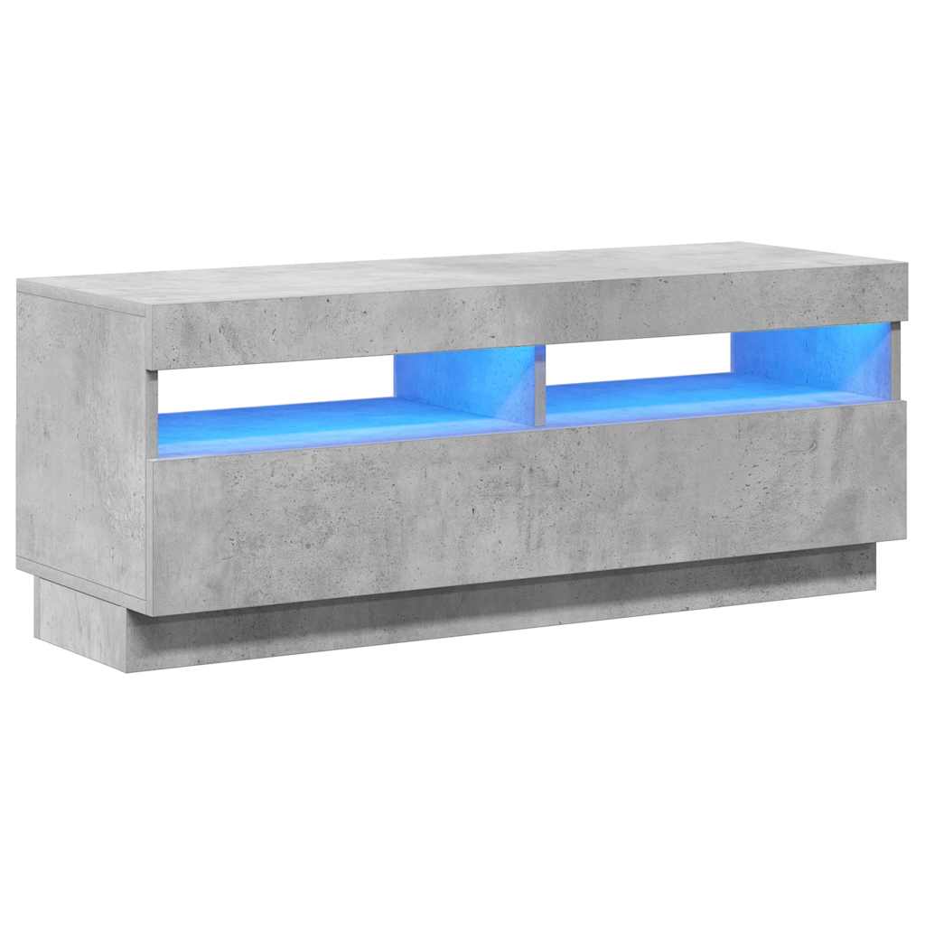 Meuble TV avec lumières LED gris béton 100x35x40 cm - XIOS