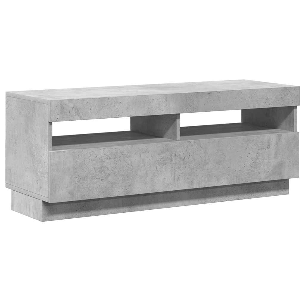 Meuble TV avec lumières LED gris béton 100x35x40 cm - XIOS