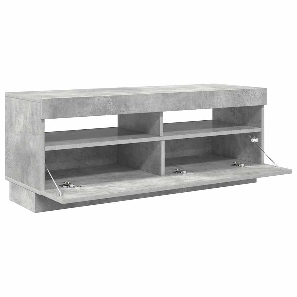 Meuble TV avec lumières LED gris béton 100x35x40 cm - XIOS